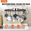 VEVOR Hanging Pot Rack, 36 inch Hanging Pot Rack Ceiling Mount, Ceiling Pot Rack with 20 S Hooks, 80 lbs Loading Weight, Ideal for Home, Restaurant