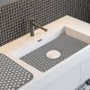 Silicone Grid Sink Mat with Central Drain Hole Non-Slip Kitchen Stainless Steel Sink Protector