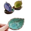 1pc Leaf Shaped Saucer; Handcraft Ceramic Small Plate; Ice Crack Glaze Seasoning Sauce Flavouring Plates; Tableware; Kitchen Supplies; 10.5*7*2.5cm /